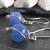 Blue Chalcedony wire wrapped earring