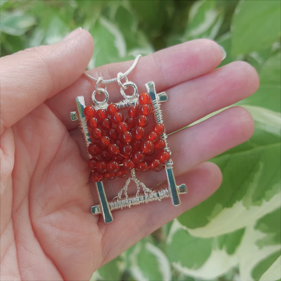 Carnelian Tree of Life Pendant Necklace (Sterling Silver)