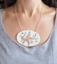 Large Handmade Leafy Seadragon Design Ceramic Pendant on Silver Colour Chain - Image 3