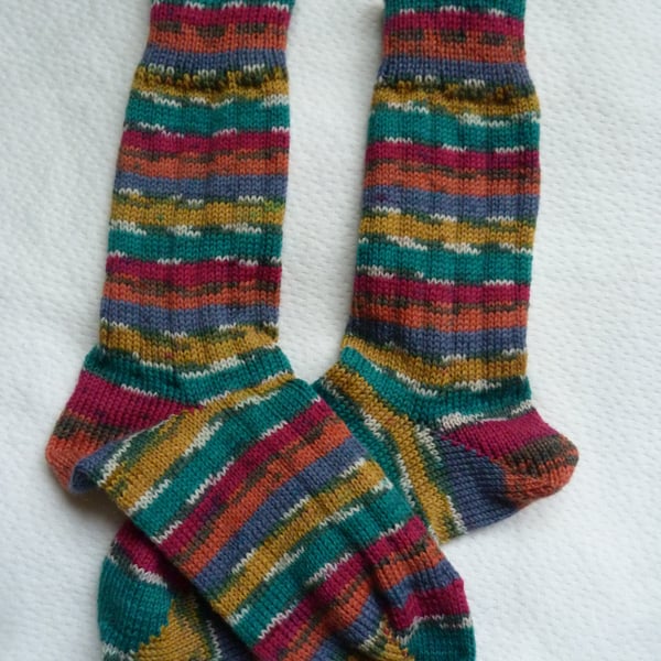 Knitted Ribbed Wool Socks Size 4 to 5