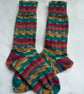 Hand-cranked Knitted Ribbed Wool Socks Size 4 to 5 - Image 4