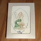 Mermaid with Mirror gift box of 5 handmade cards and original pencil artwork