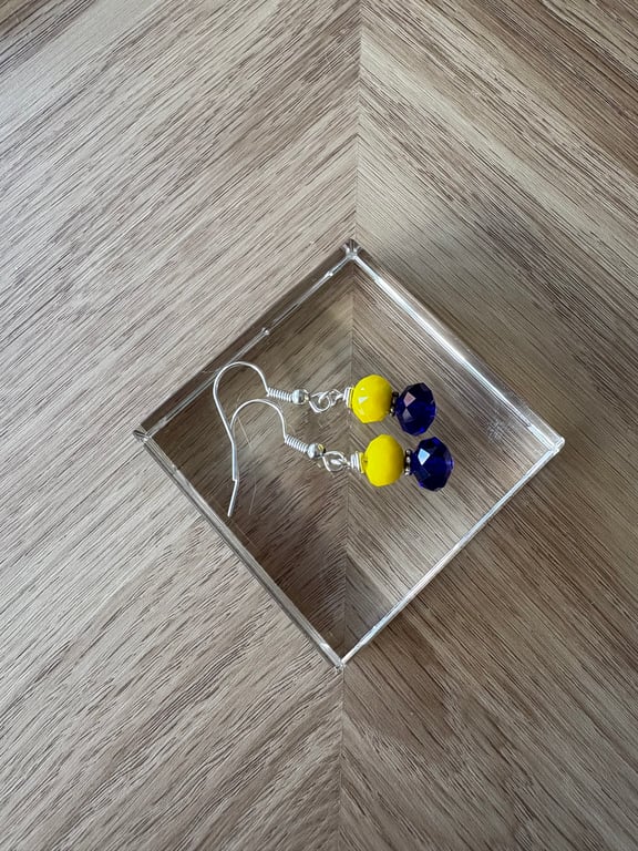 Blue and yellow earrings 