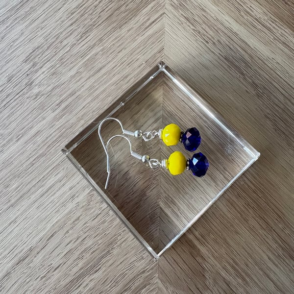 Blue and yellow earrings 
