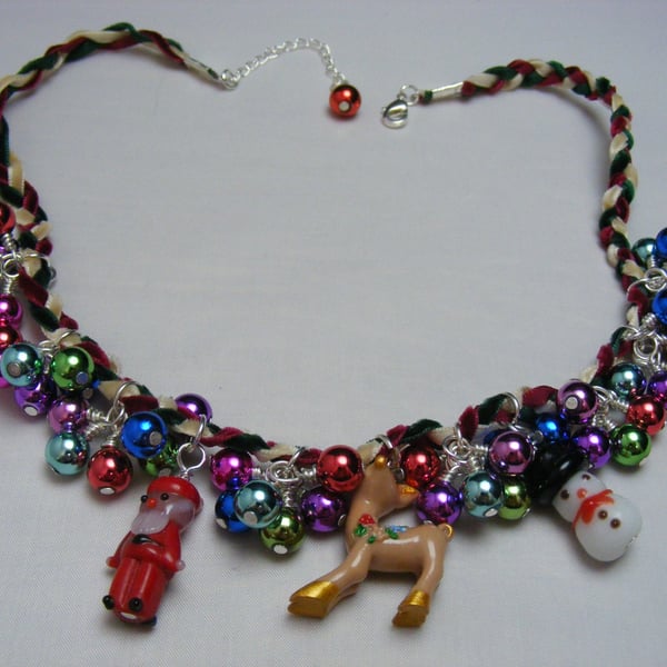 Santa, Reindeer, Snowman and Bauble Necklace