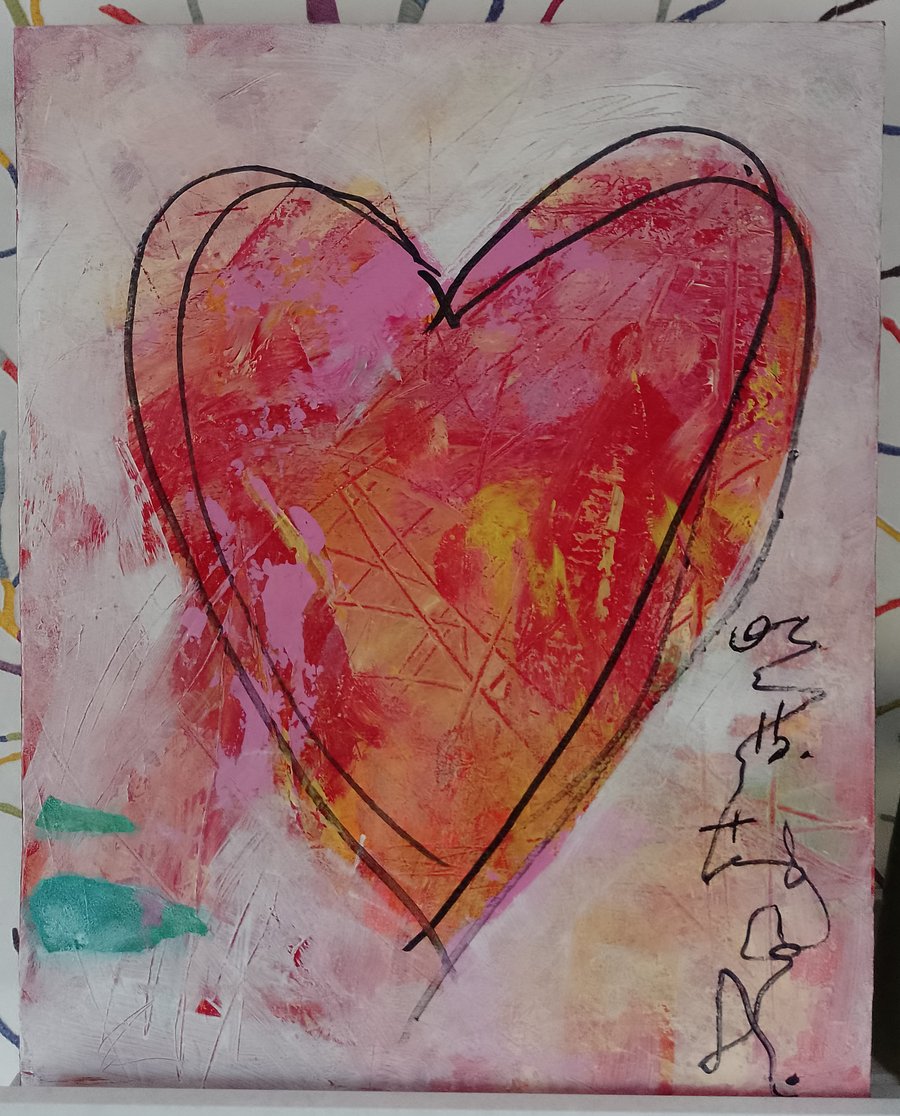 Original acrylic painting heart design