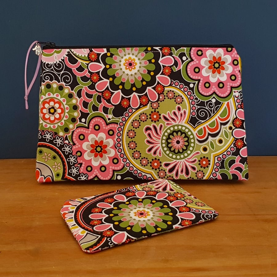 Kaleidoscope Multi Purpose Zipper Bag with Matching Small Pouch