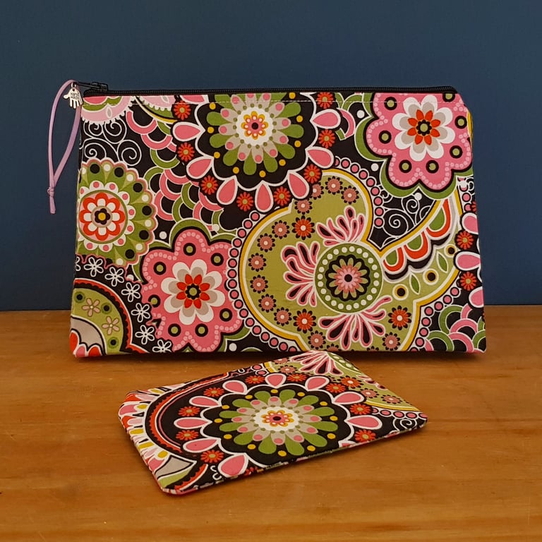 Kaleidoscope Multi Purpose Zipper Bag with Matching Small Pouch