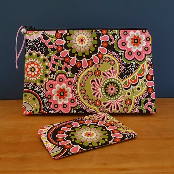 Kaleidoscope Multi Purpose Zipper Bag with Matching Small Pouch