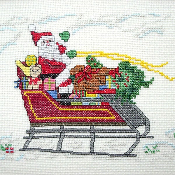 Ready to go - delivering presents - Father Christmas cross stitch chart