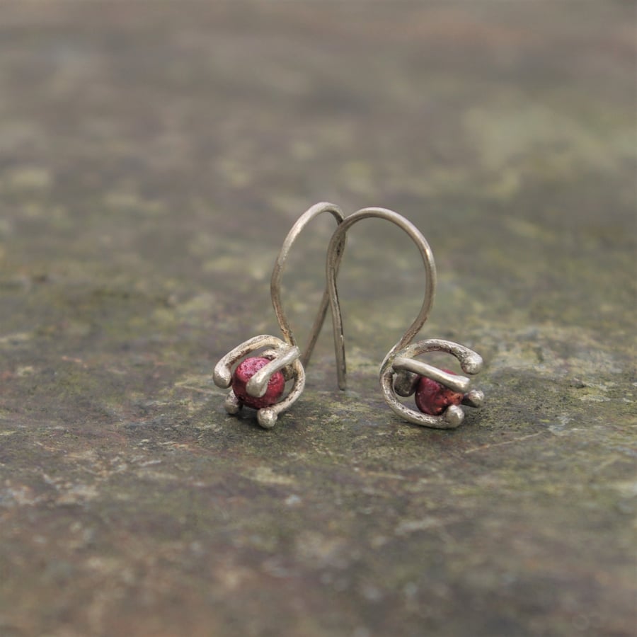 Silver and Copper Seed Pod Earrings