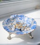 Handmade Scallop Shell Trinket Dish, Decoupage Shell with silver feet. 