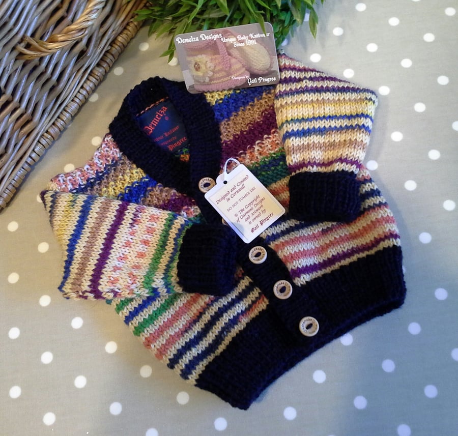 Luxury Merino Wool Hand Knitted Baby Cardigan  3-12 months size