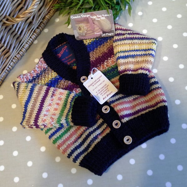 Luxury Merino Wool Hand Knitted Baby Cardigan  6 -12 months size