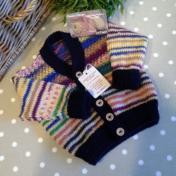 Luxury Merino Wool Hand Knitted Baby Cardigan  3-12 months size