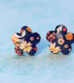 Small Blue Flower Stud Earrings, Floral Jewellery - Image 4