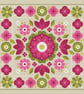 044B - Cross stitch pattern, Neon pink geometric linear flower bouquet Mandalla - Image 2