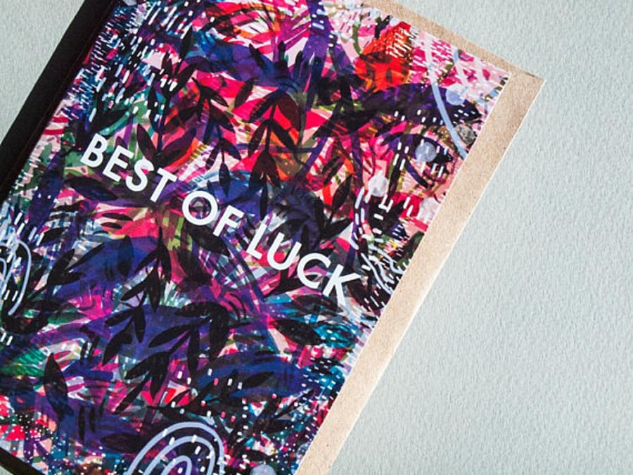 Best of Luck Greeting Card - Good Luck - Illustrated Card - Stationery