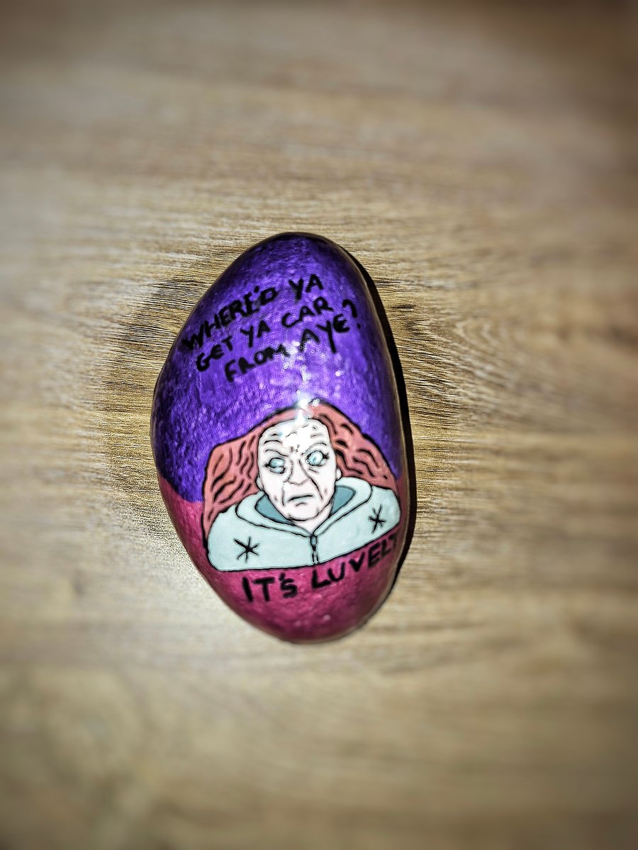 Hand Painted Quote Stone – British TV Inspired Character Art – One of a Kind