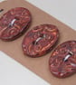 3 Medium Oval Bright Copper Brocade Pattern Ceramic Buttons - Image 4