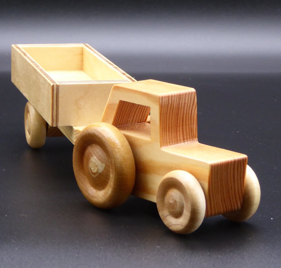 Wooden Tractor and Trailer
