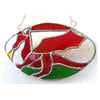 Welsh Dragon Red Rugby Ball Suncatcher Stained Glass