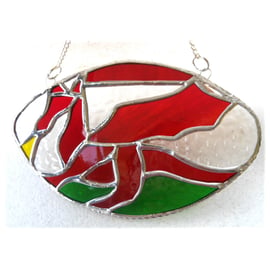 Welsh Dragon Red Rugby Ball Suncatcher Stained Glass 009