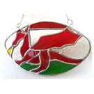 Welsh Dragon Red Rugby Ball Suncatcher Stained Glass 009