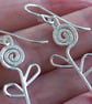 Silver Spiral Flower Dangle Earrings - Image 6