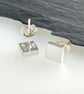 Chunky Sterling Silver Square Ear Stud Earrings 6mm - Plain-Smooth - Handmade - Image 4