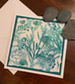Original gelli print seaweed greetings card on handmade paper