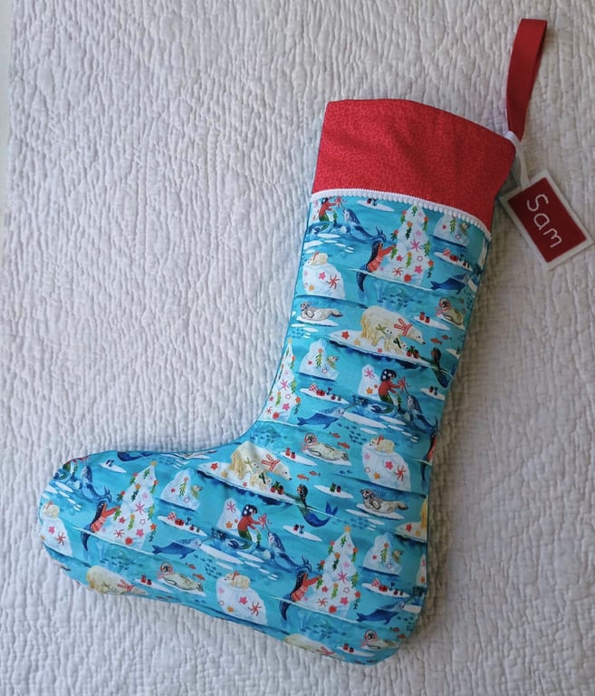 Mermaid Christmas Stocking - large, can be personalised