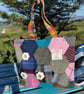 Harris Tweed Hexagonal patchwork shopper bag with bee buttons - Image 1