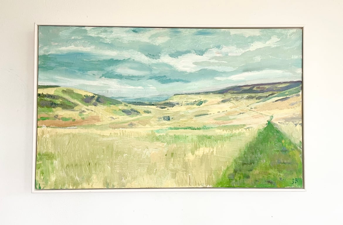 View from Cold Fell, Pennines, Cumbria Framed Oil Painting On Board