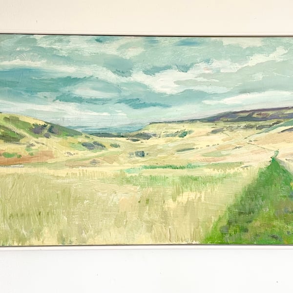 View from Cold Fell, Pennines, Cumbria Framed Oil Painting On Board