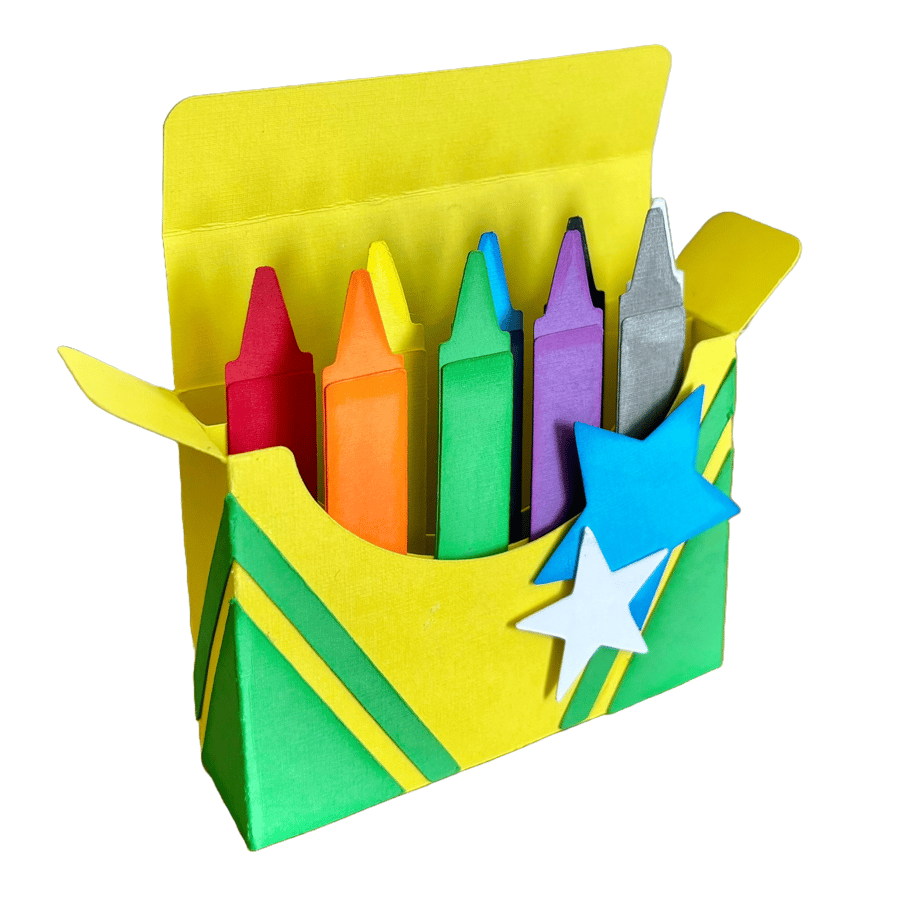 3D Crayon Box Pop Up Box Card, Teacher Appreciation, Colorful Thank You