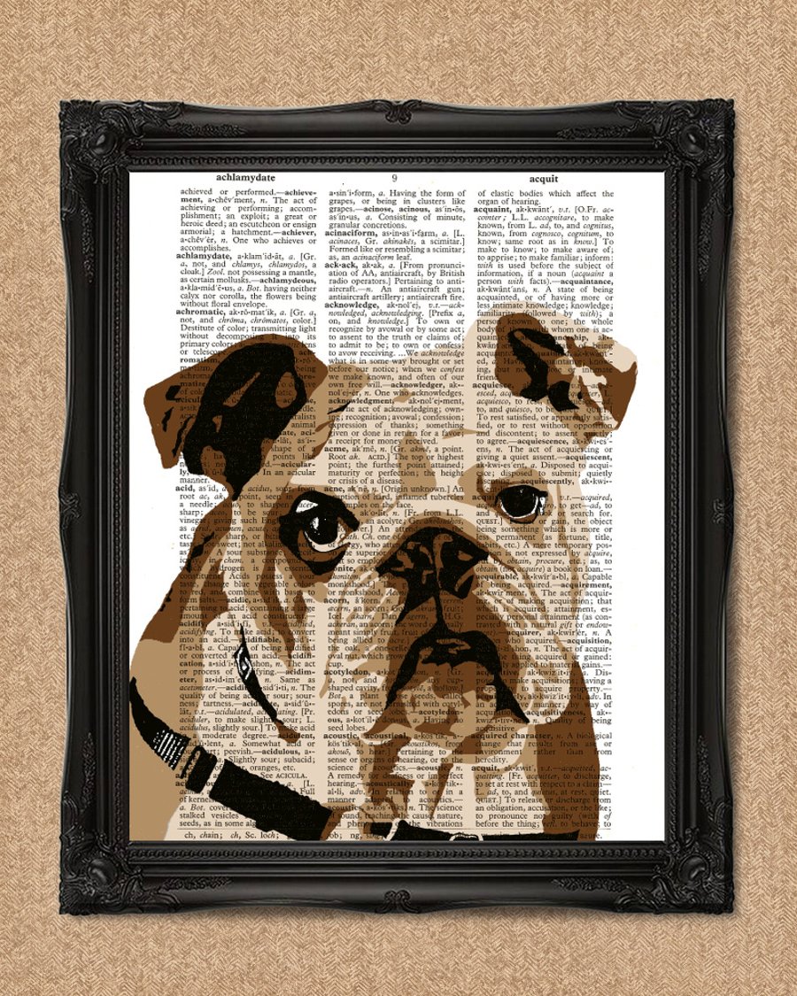 BULLDOG DICTIONARY PRINT dog lovers gift British Bulldog artwork A145D