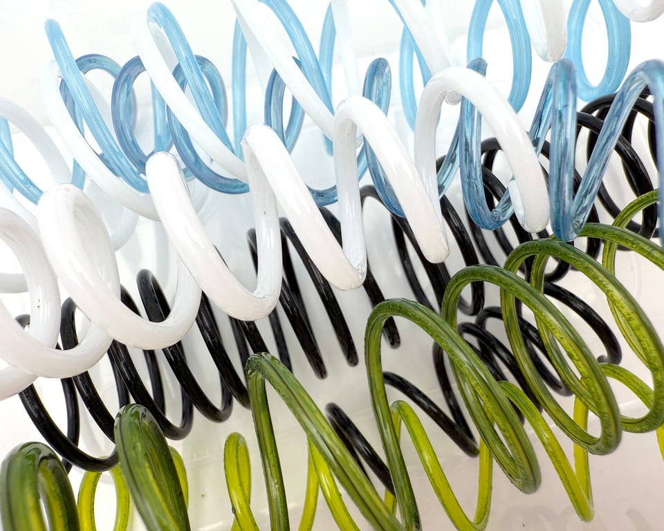 50g Cool mix vitrigraph coils, springs, spirals, Bullseye Glass 90coe