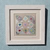 Little Doves Patchwork, framed, finely hand-stitched applique with tiny doves