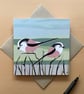 Greeting card - birds - gardens