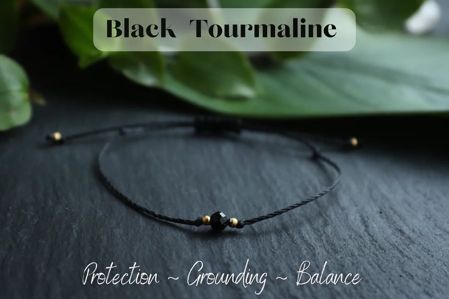 Delicate bracelet with black  tourmaline 