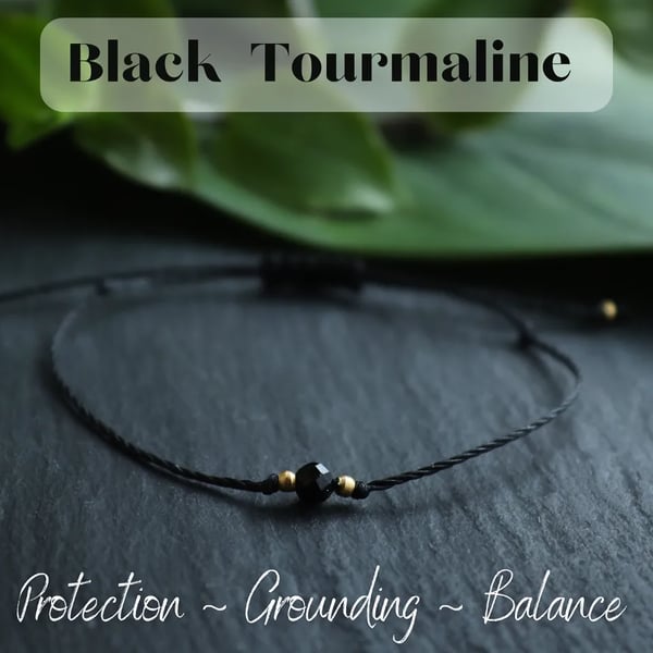 Delicate bracelet with black  tourmaline 