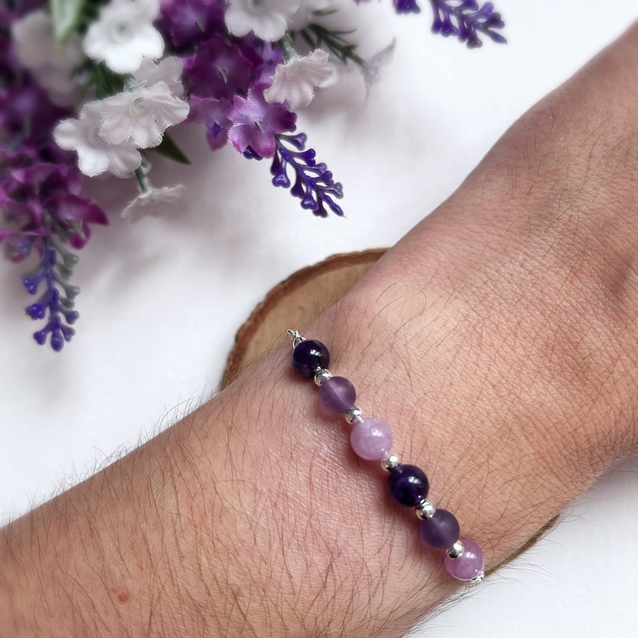 Amethyst Beaded Sliding Clasp Bracelet