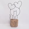 'Us & the cat'  driftwood and wire heart art.