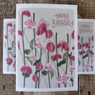 Sweet Pea Birthday Card: April Birth Flower, Spring Nature