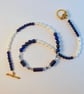 Lapis Lazuli, FW Pearl & Crystal Necklace, Birthday, Anniversary, Gifts For Her - Image 6