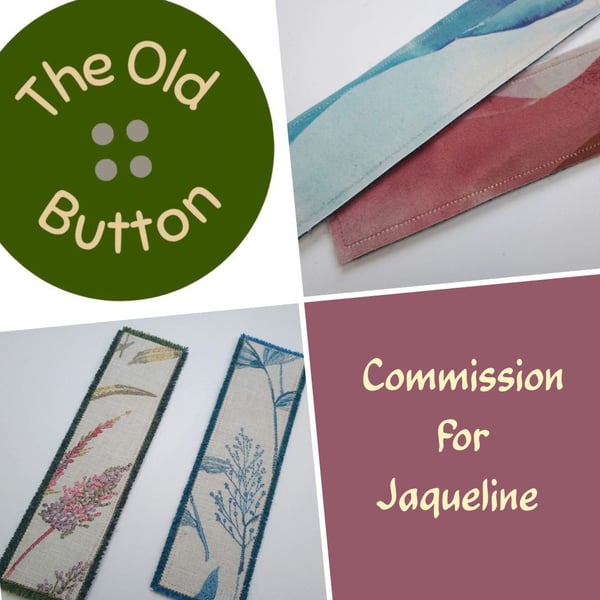 Commission for Jaqueline - two floral textile bookmarks 