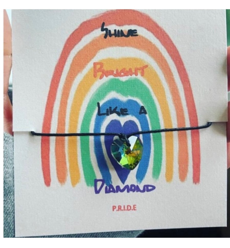 Bundle of six pride rainbow hearts charm bracelets wish bracelet x6 