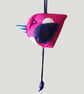 Pink Polka Dot Hanging Fabric Bird Ornament - Navy Star Wing