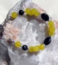 Yellow Agate & Black Onyx Gemstone Beaded Chakra Bracelet "Daffodil" - Image 3